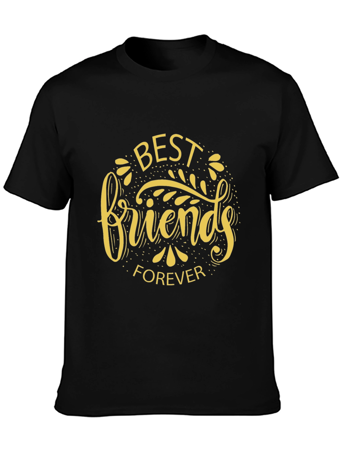 Best Friends Forever Graphic Tee - Black Crew Neck T-Shirt
