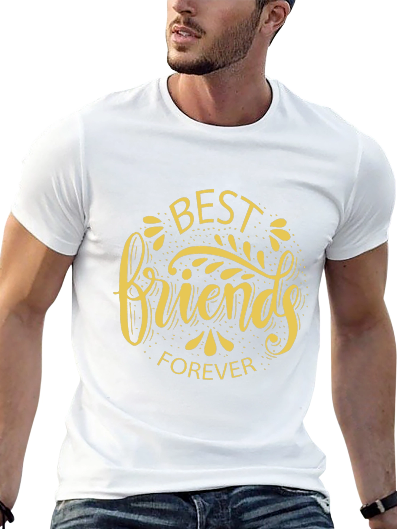Best Friends Forever Graphic Tee - Black Crew Neck T-Shirt