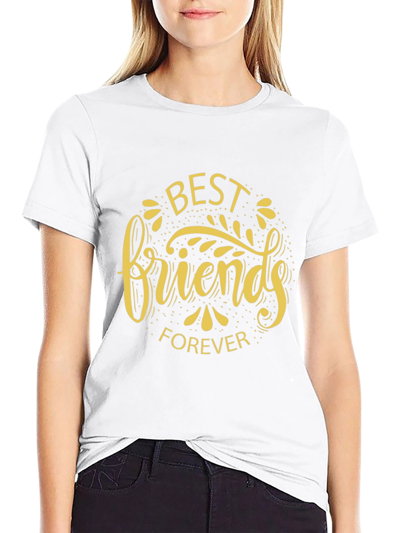 Best Friends Forever Graphic Tee - Black Crew Neck T-Shirt