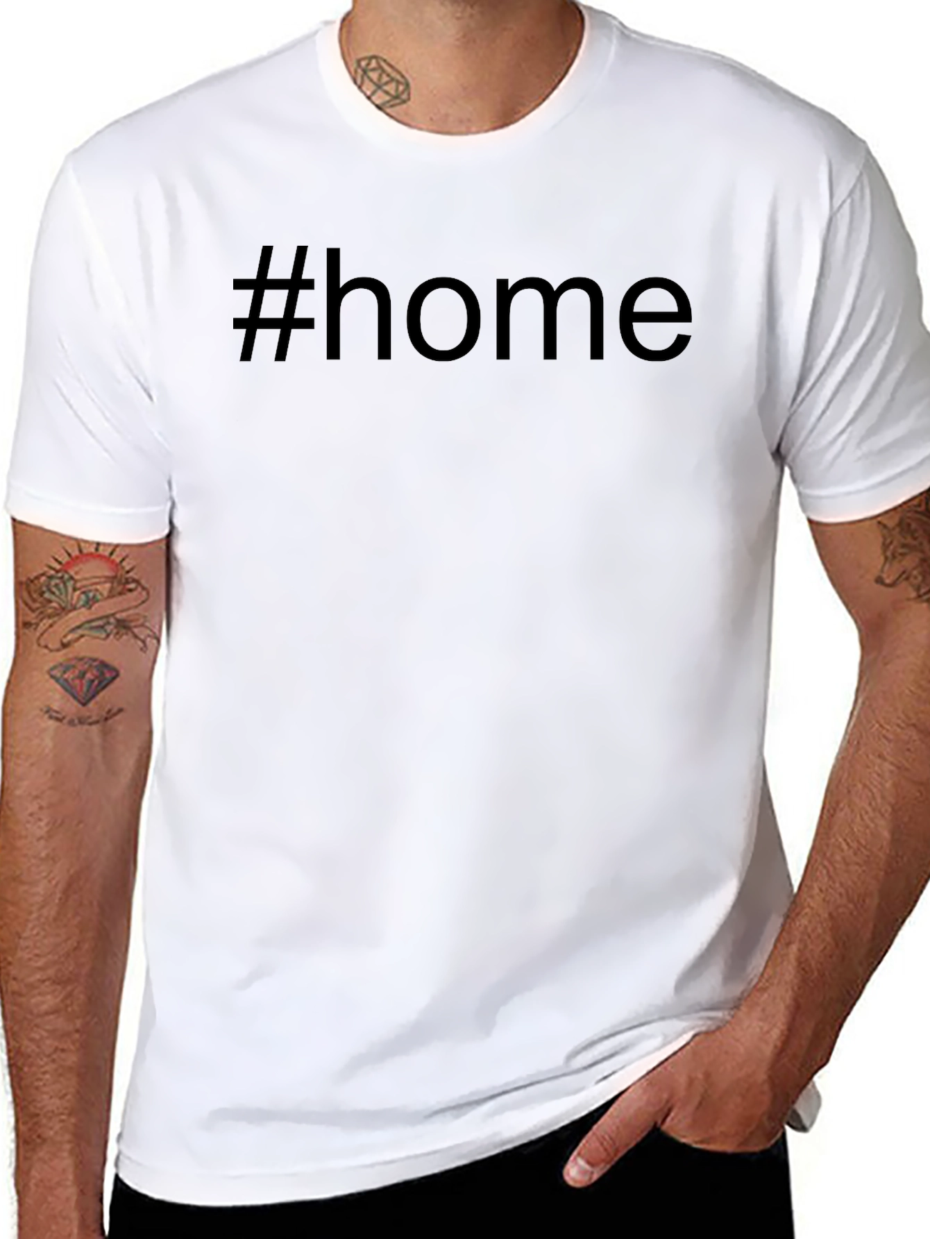 #Home Black Cotton Tee - Casual Comfort