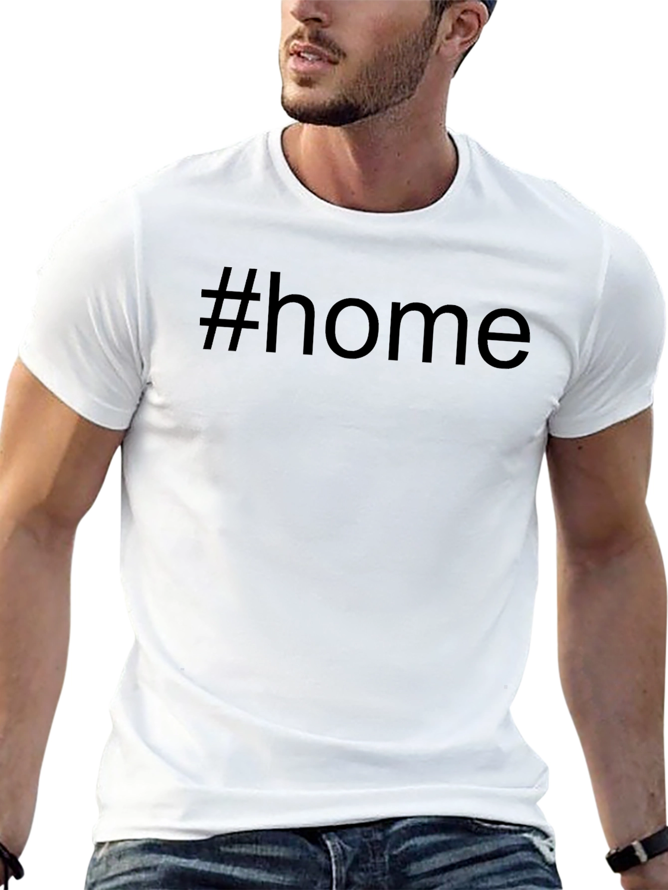 #Home Black Cotton Tee - Casual Comfort