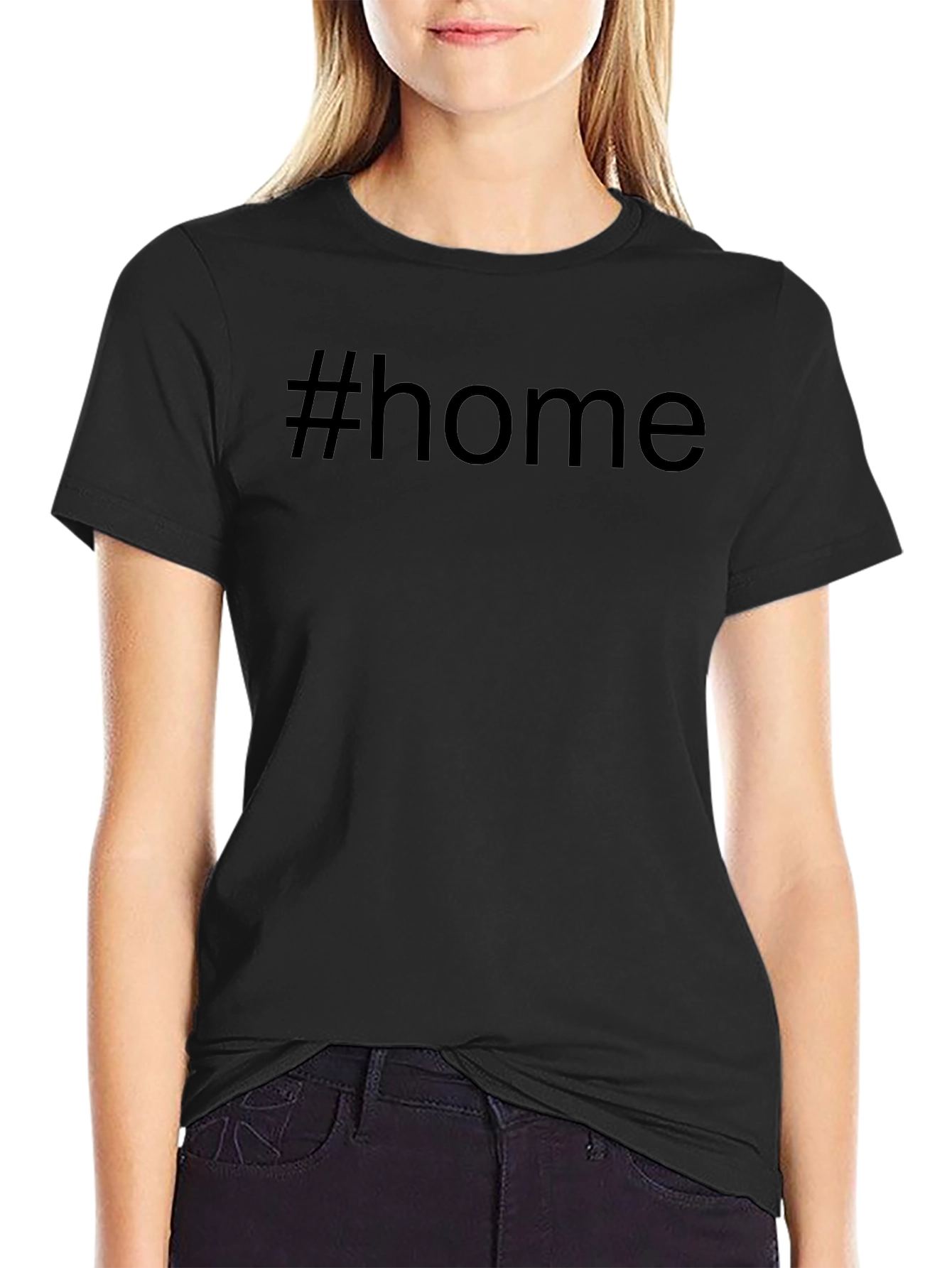 #Home Black Cotton Tee - Casual Comfort