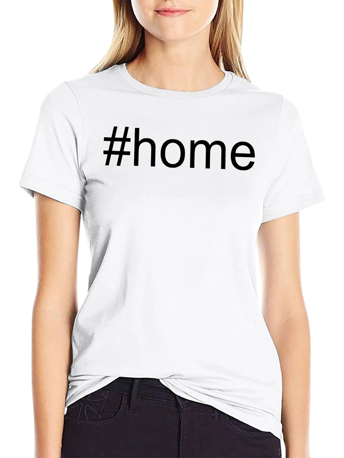 #Home Black Cotton Tee - Casual Comfort