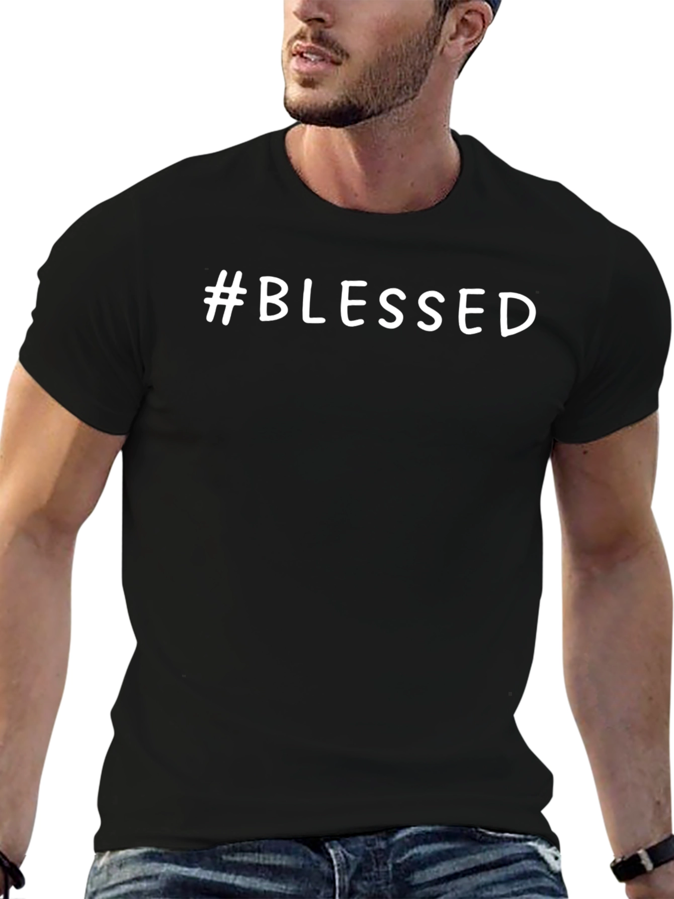 #Blessed Black T-Shirt - Trendy Graphic Tee