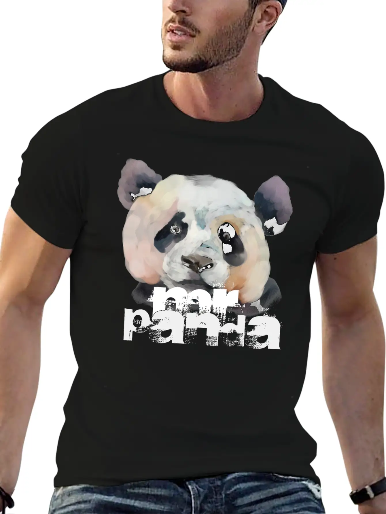 "MR PANDA" | Colorful Artistic Panda Painting Lightweight Cotton T-Shirt – Daily Comfort Graphic Shirt