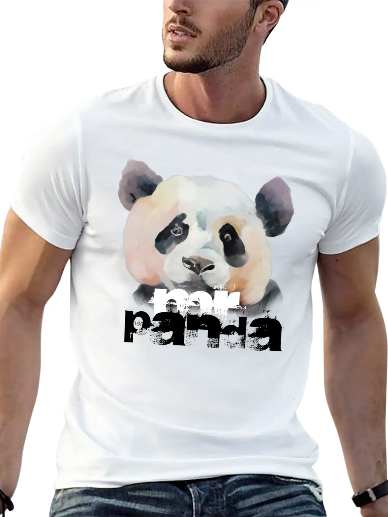 "MR PANDA" | Colorful Artistic Panda Painting Lightweight Cotton T-Shirt – Daily Comfort Graphic Shirt