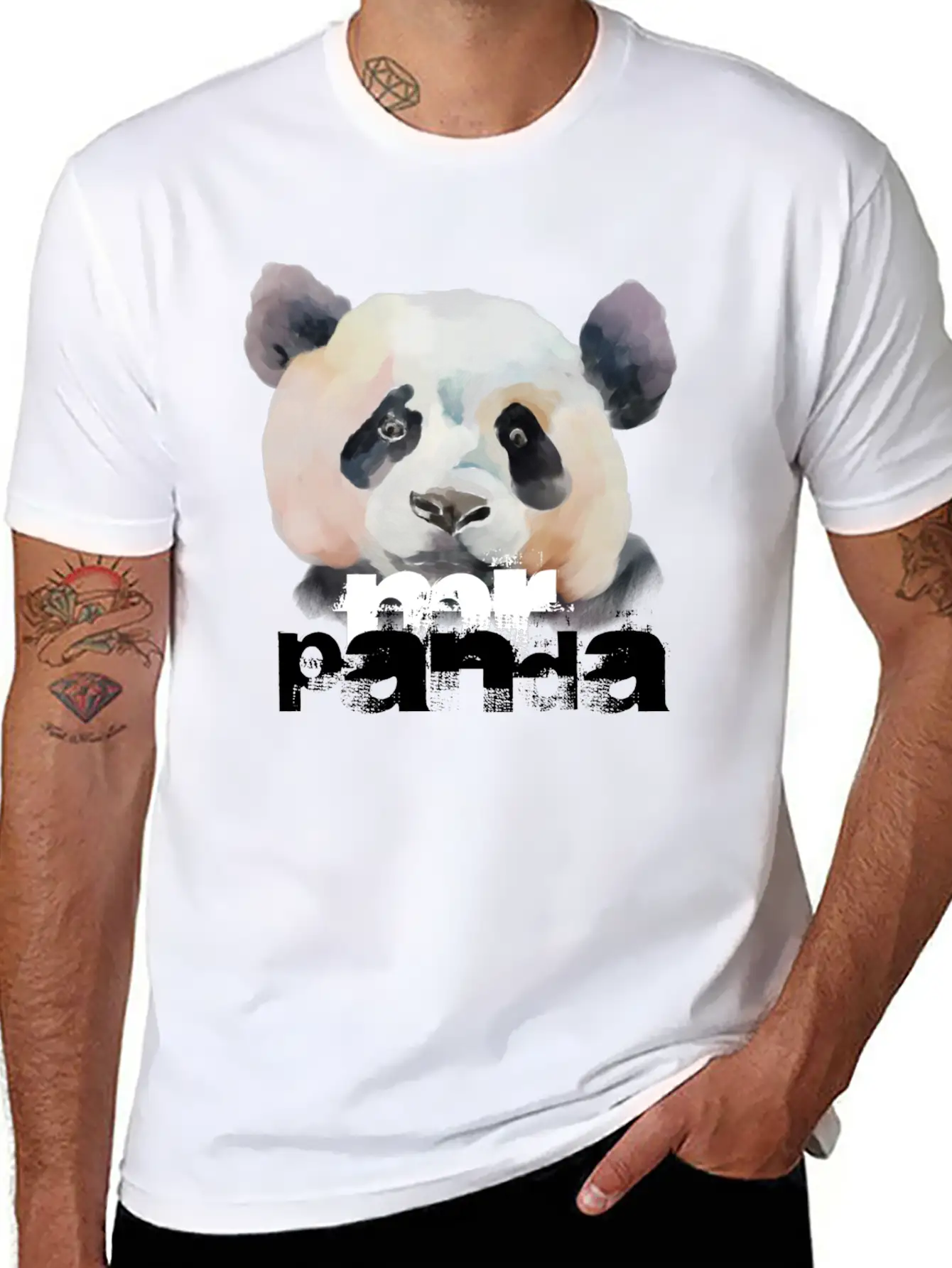 "MR PANDA" | Colorful Artistic Panda Painting Lightweight Cotton T-Shirt – Daily Comfort Graphic Shirt