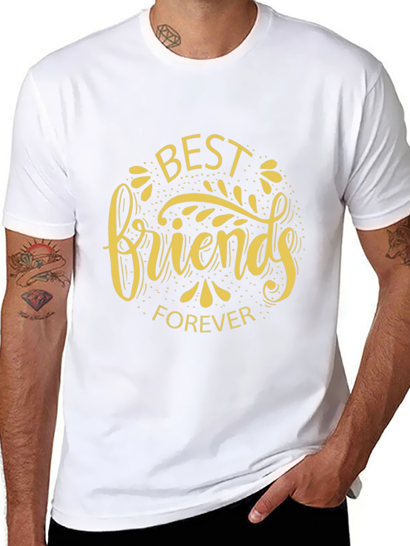 Best Friends Forever Graphic Tee - Black Crew Neck T-Shirt